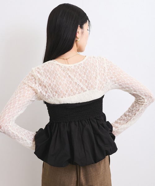 VIS(ビス)の「コサージュ付きバルーンナイロンビスチェ(その他トップス・レディース・キナリ/ブラック・FREE)」の5枚目の写真