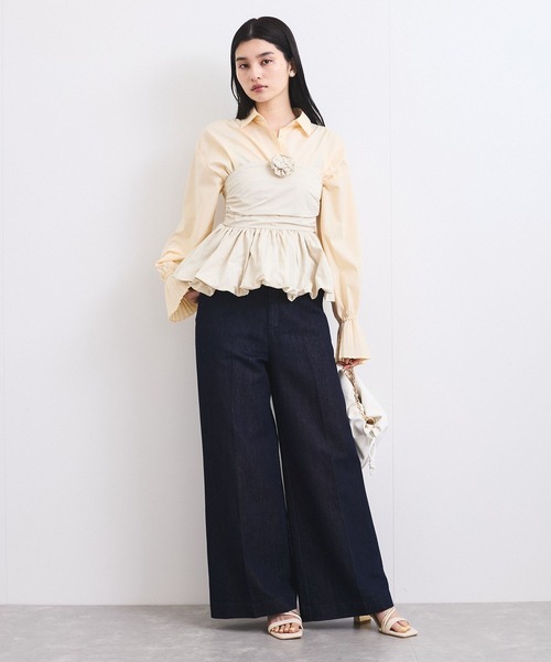 VIS(ビス)の「コサージュ付きバルーンナイロンビスチェ(その他トップス・レディース・キナリ/ブラック・FREE)」の8枚目の写真