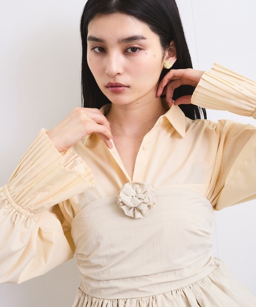 VIS(ビス)の「コサージュ付きバルーンナイロンビスチェ(その他トップス・レディース・キナリ/ブラック・FREE)」の9枚目の写真