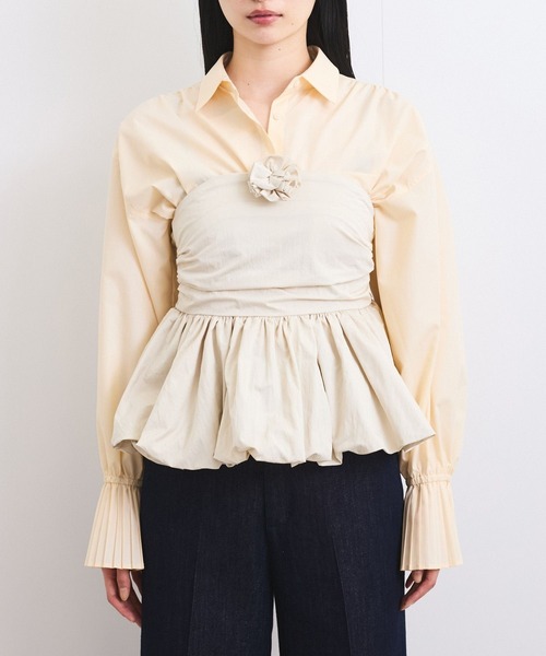 VIS(ビス)の「コサージュ付きバルーンナイロンビスチェ(その他トップス・レディース・キナリ/ブラック・FREE)」の11枚目の写真