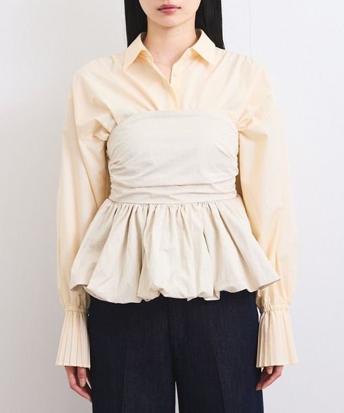 VIS(ビス)の「コサージュ付きバルーンナイロンビスチェ(その他トップス・レディース・キナリ/ブラック・FREE)」の16枚目の写真