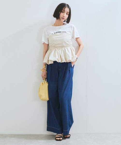 VIS(ビス)の「コサージュ付きバルーンナイロンビスチェ(その他トップス・レディース・キナリ/ブラック・FREE)」の20枚目の写真