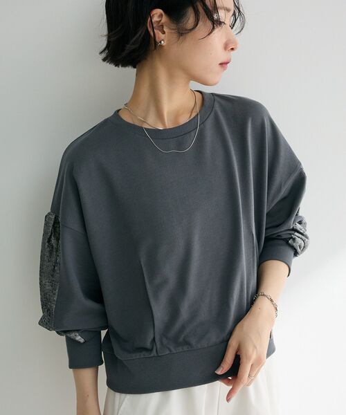 Green　Parks（グリーンパークス）の「箔プリントドッキング裏毛プルオーバー（スウェット・レディース・チャコールグレー/ホワイト系その他2/ホワイト系その他・FREE）」の21枚目の写真