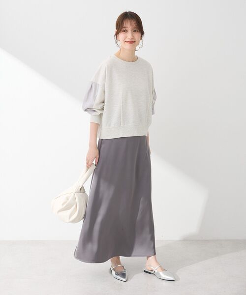 Green　Parks（グリーンパークス）の「箔プリントドッキング裏毛プルオーバー（スウェット・レディース・チャコールグレー/ホワイト系その他2/ホワイト系その他・FREE）」の22枚目の写真