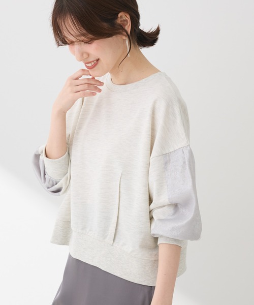 Green　Parks（グリーンパークス）の「箔プリントドッキング裏毛プルオーバー（スウェット・レディース・チャコールグレー/ホワイト系その他2/ホワイト系その他・FREE）」の2枚目の写真