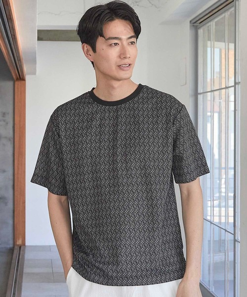 UNION STATION（ユニオンステーション）の「MIXジャガードT（Tシャツ/カットソー・メンズ・ブラック/ホワイト・S/M/L/LL）」の2枚目の写真