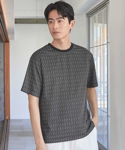 UNION STATION（ユニオンステーション）の「MIXジャガードT（Tシャツ/カットソー・メンズ・ブラック/ホワイト・S/M/L/LL）」の4枚目の写真