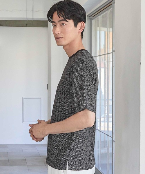 UNION STATION（ユニオンステーション）の「MIXジャガードT（Tシャツ/カットソー・メンズ・ブラック/ホワイト・S/M/L/LL）」の6枚目の写真