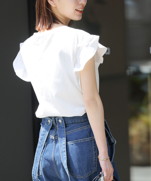 JOURNAL STANDARD relume（ジャーナルスタンダード　レリューム）の「《WEB限定追加》フリルスリーブTシャツ（Tシャツ/カットソー・レディース・ブラック/ホワイト/ブラウン・FREE）」の15枚目の写真