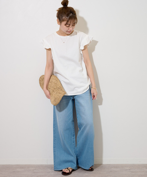 JOURNAL STANDARD relume（ジャーナルスタンダード　レリューム）の「《WEB限定追加》フリルスリーブTシャツ（Tシャツ/カットソー・レディース・ブラック/ホワイト/ブラウン・FREE）」の16枚目の写真