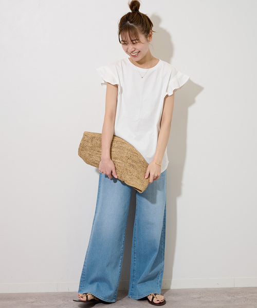 JOURNAL STANDARD relume（ジャーナルスタンダード　レリューム）の「《WEB限定追加》フリルスリーブTシャツ（Tシャツ/カットソー・レディース・ブラック/ホワイト/ブラウン・FREE）」の18枚目の写真