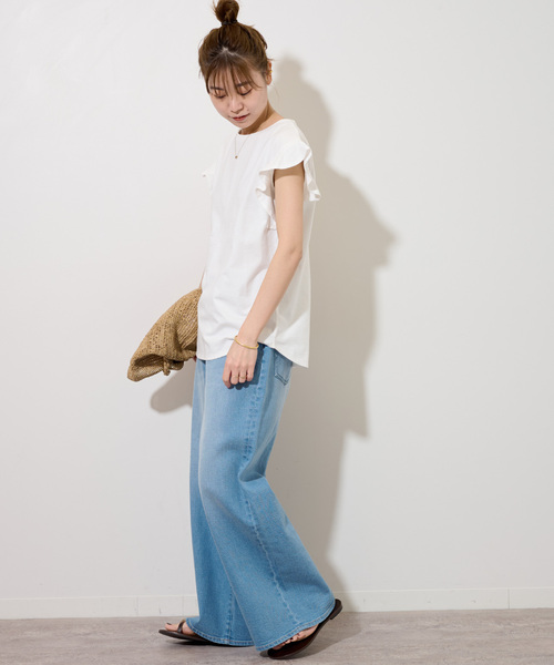 JOURNAL STANDARD relume（ジャーナルスタンダード　レリューム）の「《WEB限定追加》フリルスリーブTシャツ（Tシャツ/カットソー・レディース・ブラック/ホワイト/ブラウン・FREE）」の19枚目の写真