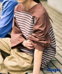 ☆EDIFICE/エディフィス ボーダー柄 7分袖Tシャツ/メンズ/46(M) 美品】EDIFICE エディフィス 日本製 トリムボーダー 半袖Tシャツ