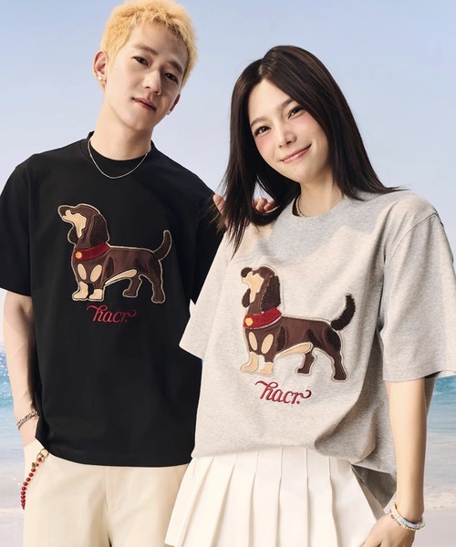 セール】刺繍ドッググラフィックTシャツ TEE ユニセックス