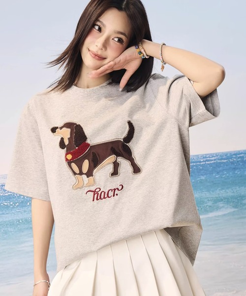 セール】刺繍ドッググラフィックTシャツ TEE ユニセックス