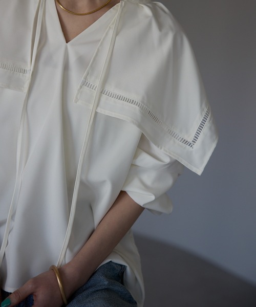 each（イーチ）の「セーラーカラースキッパーブラウス（シャツ/ブラウス・レディース・ホワイト/ブラック・FREE）」の7枚目の写真