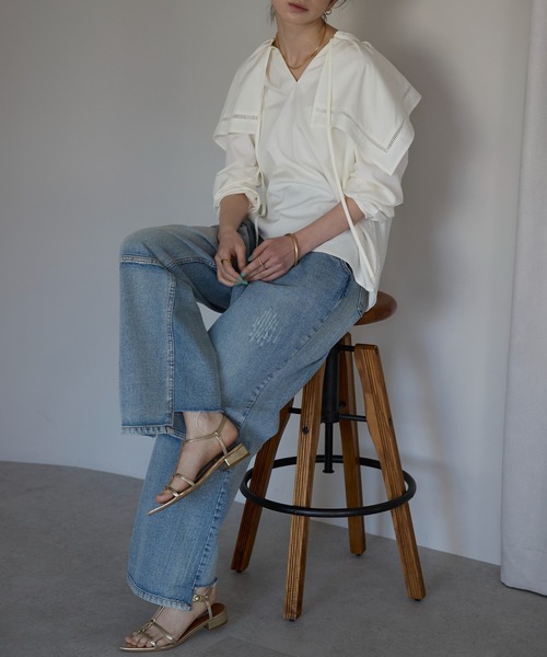 each（イーチ）の「セーラーカラースキッパーブラウス（シャツ/ブラウス・レディース・ホワイト/ブラック・FREE）」の11枚目の写真