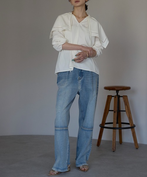 each（イーチ）の「セーラーカラースキッパーブラウス（シャツ/ブラウス・レディース・ホワイト/ブラック・FREE）」の14枚目の写真