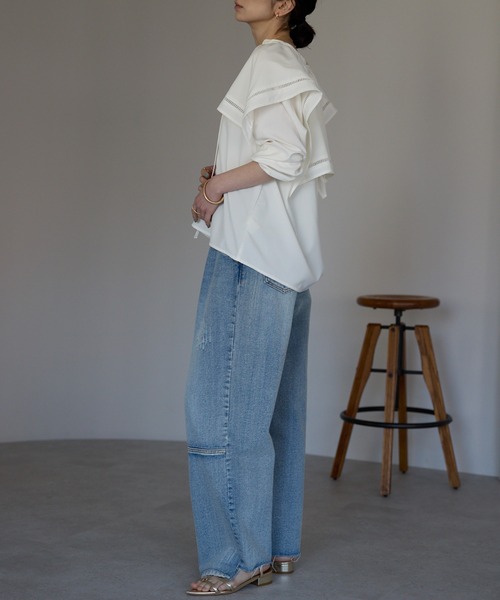 each（イーチ）の「セーラーカラースキッパーブラウス（シャツ/ブラウス・レディース・ホワイト/ブラック・FREE）」の15枚目の写真