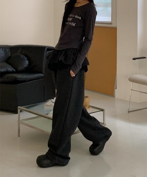 VIBGYOR（ヴィブジョー）の「【LAMPOON】フリルスエットパンツ（スウェットパンツ・レディース・ライトグレー/ダークグレー/ブラック・FREE）」の13枚目の写真