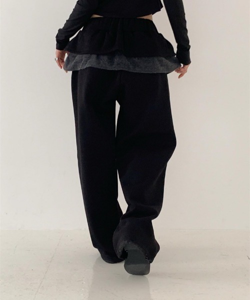 VIBGYOR（ヴィブジョー）の「【LAMPOON】フリルスエットパンツ（スウェットパンツ・レディース・ライトグレー/ダークグレー/ブラック・FREE）」の14枚目の写真