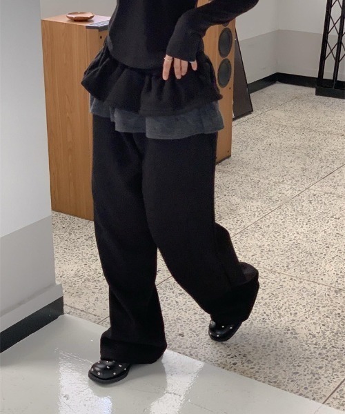 VIBGYOR（ヴィブジョー）の「【LAMPOON】フリルスエットパンツ（スウェットパンツ・レディース・ライトグレー/ダークグレー/ブラック・FREE）」の16枚目の写真