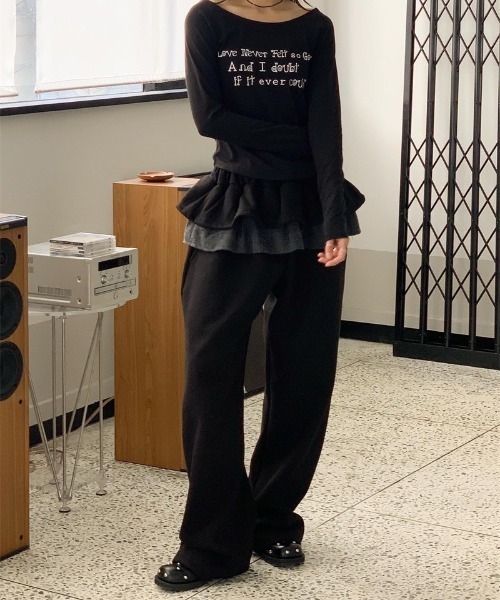 VIBGYOR（ヴィブジョー）の「【LAMPOON】フリルスエットパンツ（スウェットパンツ・レディース・ライトグレー/ダークグレー/ブラック・FREE）」の18枚目の写真