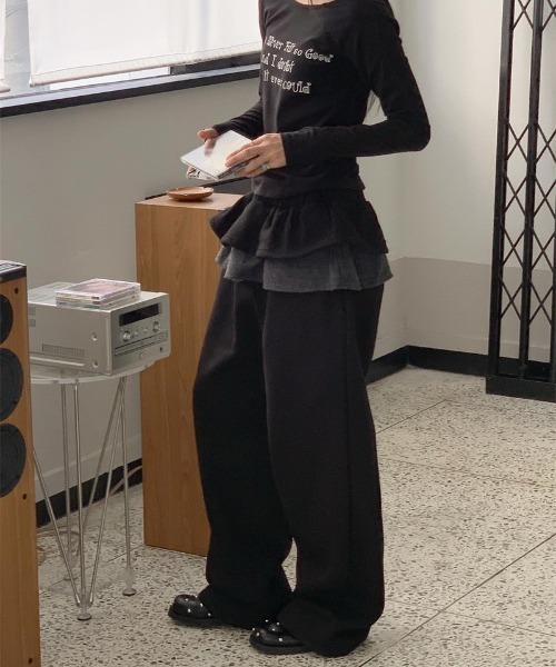 VIBGYOR（ヴィブジョー）の「【LAMPOON】フリルスエットパンツ（スウェットパンツ・レディース・ライトグレー/ダークグレー/ブラック・FREE）」の20枚目の写真