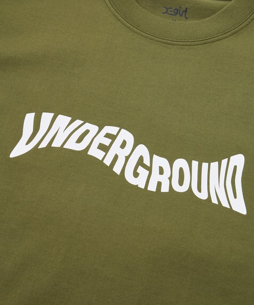 X-girl（エックスガール）の「DISTORTED LOGO S/S TEE（Tシャツ/カットソー・レディース・オリーブ/ブラック/ホワイト・S/M/L）」の9枚目の写真