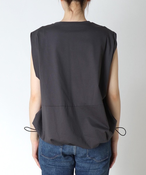 Jines（ジネス）の「タックショルダー ノースリーブカットソー（Tシャツ/カットソー・レディース・チャコールグレー/ホワイト/ブラック・38）」の19枚目の写真