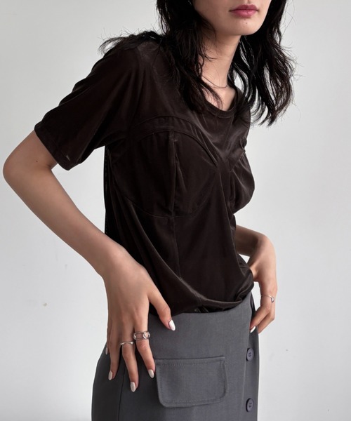 bita.（ビタ）の「ビスチェライクトップス（Tシャツ/カットソー・レディース・ブラウン/ネイビー・FREE）」の11枚目の写真