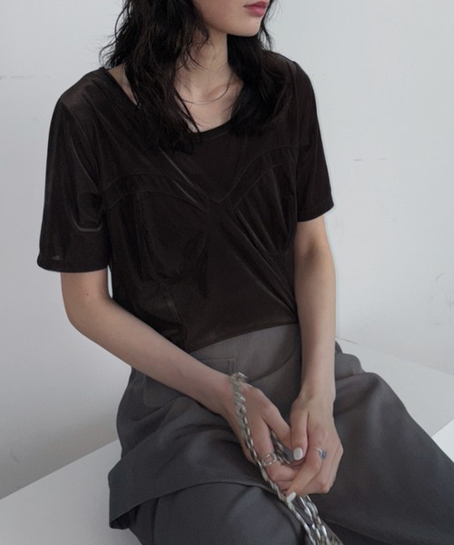 bita.（ビタ）の「ビスチェライクトップス（Tシャツ/カットソー・レディース・ブラウン/ネイビー・FREE）」の13枚目の写真