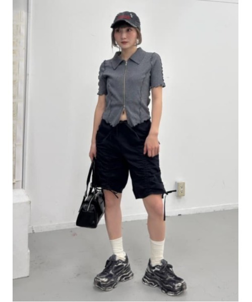 トップス shoop 21ss セール】FRONT ZIP LINKING TOPS フロント ジップ リンキング