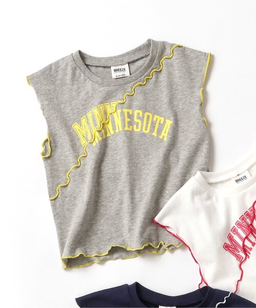 BREEZE(ブリーズ)の「【ジュニア対応】配色ロゴメローTシャツ(Tシャツ/カットソー・キッズ・グレー/オフホワイト/ネイビー・80/90/100/110/120/130/140)」の3枚目の写真