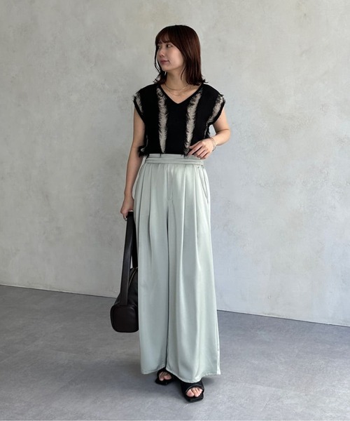 フリンジ付ニット　お出かけに最適　普段着にも◎ 2wayタイ付きニット | PROPORTION BODY DRESSING