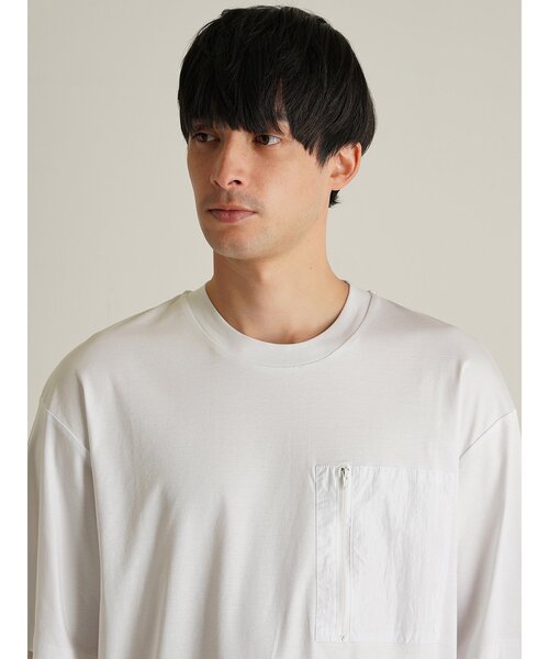 TRANSITION（トランジション）の「【TRANSITION】シルケットスムース ワイドシルエットポケットTEE ポケT（Tシャツ/カットソー・メンズ・ブラック/ホワイト・2/3）」の13枚目の写真