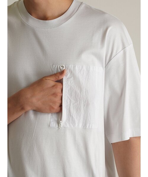 TRANSITION（トランジション）の「【TRANSITION】シルケットスムース ワイドシルエットポケットTEE ポケT（Tシャツ/カットソー・メンズ・ブラック/ホワイト・2/3）」の14枚目の写真