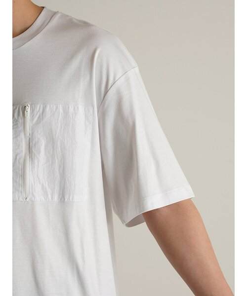 TRANSITION（トランジション）の「【TRANSITION】シルケットスムース ワイドシルエットポケットTEE ポケT（Tシャツ/カットソー・メンズ・ブラック/ホワイト・2/3）」の15枚目の写真