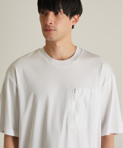 TRANSITION（トランジション）の「【TRANSITION】シルケットスムース ワイドシルエットポケットTEE ポケT（Tシャツ/カットソー・メンズ・ブラック/ホワイト・2/3）」の7枚目の写真