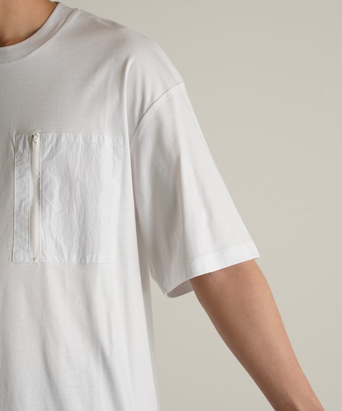 TRANSITION（トランジション）の「【TRANSITION】シルケットスムース ワイドシルエットポケットTEE ポケT（Tシャツ/カットソー・メンズ・ブラック/ホワイト・2/3）」の9枚目の写真