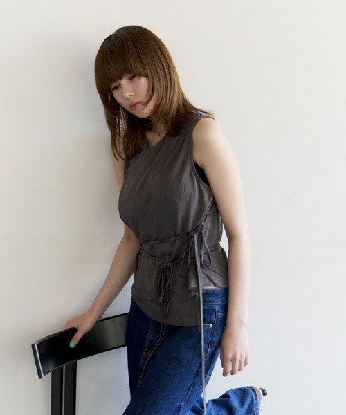 セール】cachecoeur ribbon tops/カシュクールトップス（Tシャツ