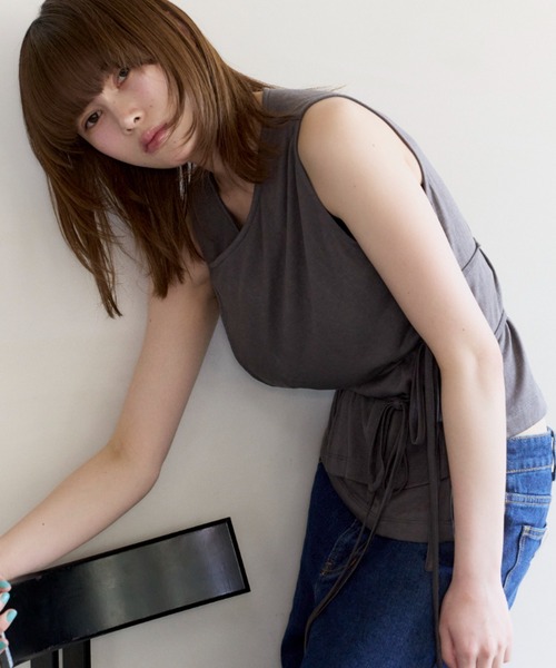 セール】cachecoeur ribbon tops/カシュクールトップス（Tシャツ