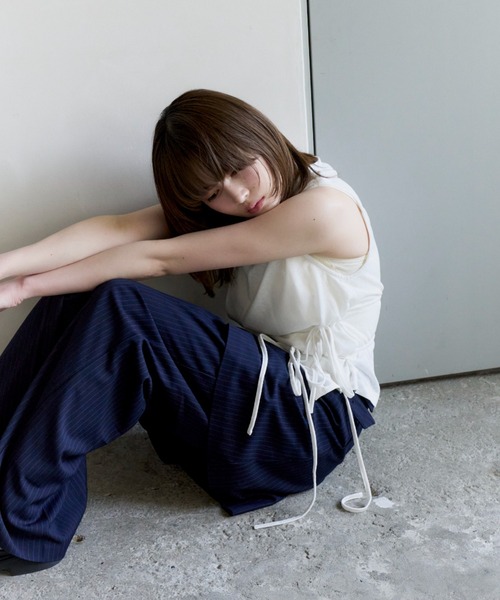 haek(ハク)の「cachecoeur ribbon tops/カシュクールトップス(Tシャツ/カットソー・レディース・チャコールグレー/ホワイト・FREE)」の10枚目の写真