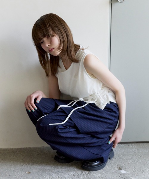 haek(ハク)の「cachecoeur ribbon tops/カシュクールトップス(Tシャツ/カットソー・レディース・チャコールグレー/ホワイト・FREE)」の11枚目の写真