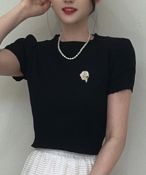 shoppinggo(ショッピングゴー)の「夏服 新作 サマーニットトップス(Tシャツ/カットソー・レディース・ホワイト/ホワイト系その他/ブラック系その他/ホワイト系その他2/ブラック/ブラック系その他2・FREE)」の5枚目の写真