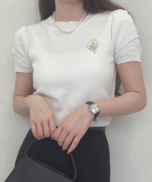 shoppinggo(ショッピングゴー)の「夏服 新作 サマーニットトップス(Tシャツ/カットソー・レディース・ホワイト/ホワイト系その他/ブラック系その他/ホワイト系その他2/ブラック/ブラック系その他2・FREE)」の14枚目の写真