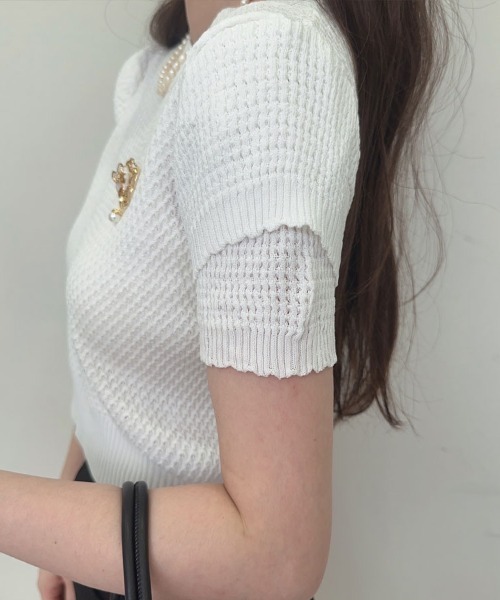 shoppinggo(ショッピングゴー)の「夏服 新作 サマーニットトップス(Tシャツ/カットソー・レディース・ホワイト/ホワイト系その他/ブラック系その他/ホワイト系その他2/ブラック/ブラック系その他2・FREE)」の10枚目の写真