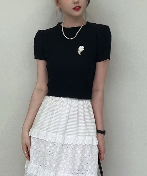 shoppinggo(ショッピングゴー)の「夏服 新作 サマーニットトップス(Tシャツ/カットソー・レディース・ホワイト/ホワイト系その他/ブラック系その他/ホワイト系その他2/ブラック/ブラック系その他2・FREE)」の22枚目の写真