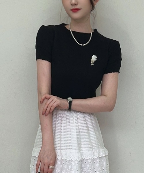 shoppinggo(ショッピングゴー)の「夏服 新作 サマーニットトップス(Tシャツ/カットソー・レディース・ホワイト/ホワイト系その他/ブラック系その他/ホワイト系その他2/ブラック/ブラック系その他2・FREE)」の20枚目の写真