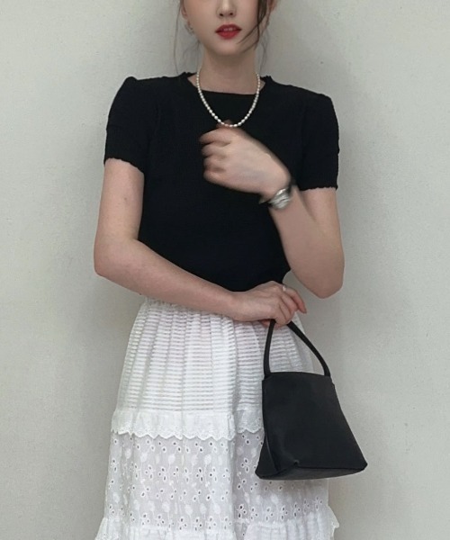 shoppinggo(ショッピングゴー)の「夏服 新作 サマーニットトップス(Tシャツ/カットソー・レディース・ホワイト/ホワイト系その他/ブラック系その他/ホワイト系その他2/ブラック/ブラック系その他2・FREE)」の17枚目の写真